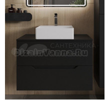 Тумба с раковиной Orange Line 80 подвесная, 2 ящика, матовая черная с раковиной B04-405W