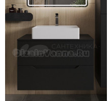 Тумба с раковиной Orange Line 80 подвесная, 2 ящика, матовая черная с раковиной B04-500W