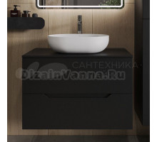 Тумба с раковиной Orange Line 80 подвесная, 2 ящика, матовая черная с раковиной B05-480W