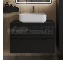 Тумба с раковиной Orange Line 80 подвесная, 2 ящика, матовая черная с раковиной B05-500W
