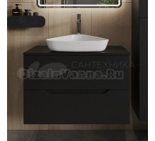 Тумба с раковиной Orange Line 80 подвесная, 2 ящика, матовая черная с раковиной B07-500W