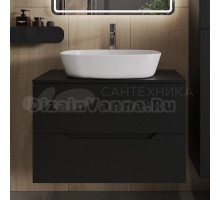 Тумба с раковиной Orange Line 80 подвесная, 2 ящика, матовая черная с раковиной B08-500W