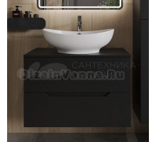 Тумба с раковиной Orange Line 80 подвесная, 2 ящика, матовая черная с раковиной B08-585w