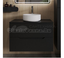 Тумба с раковиной Orange Line 80 подвесная, 2 ящика, матовая черная с раковиной B09-360W