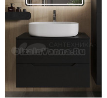 Тумба с раковиной Orange Line 80 подвесная, 2 ящика, матовая черная с раковиной B04-600W