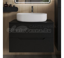 Тумба с раковиной Orange Line 80 подвесная, 2 ящика, матовая черная с раковиной B08-600W
