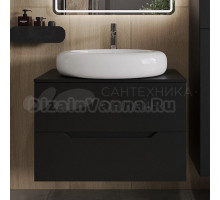 Тумба с раковиной Orange Line 80 подвесная, 2 ящика, матовая черная с раковиной B08-640w