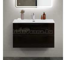 Тумба с раковиной BelBagno Marino-cer-mini 80 подвесная, nero lucido