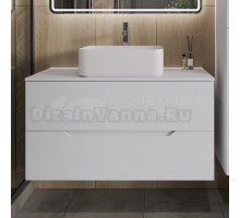 Тумба с раковиной Orange Line 100 подвесная, 2 ящика, матовая белая с раковиной B02-460W