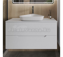 Тумба с раковиной Orange Line 100 подвесная, 2 ящика, матовая белая с раковиной B07-500W
