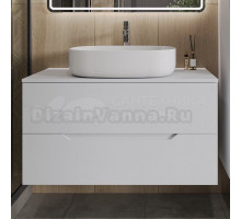 Тумба с раковиной Orange Line 100 подвесная, 2 ящика, матовая белая с раковиной B08-600W