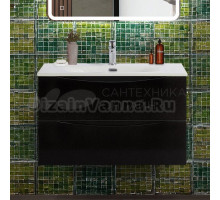 Тумба с раковиной BelBagno Marino-cer-n 80 подвесная, nero lucido