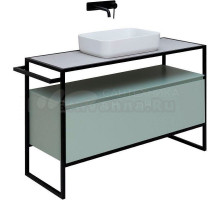 Тумба с раковиной Allen Brau Priority 120 напольная, папирус матовый, столешница серый структ