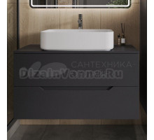 Тумба с раковиной Orange Line 100 подвесная, 2 ящика, матовый графит с раковиной B07-600W