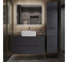 Мебель для ванной комнаты Orange Line 100 подвесная, 2 ящика, матовый графит с раковиной B02-460W