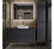 Мебель для ванной комнаты Orange Line 100 подвесная, 2 ящика, матовый графит с раковиной B07-500W