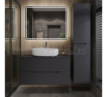 Мебель для ванной комнаты Orange Line 100 подвесная, 2 ящика, матовый графит с раковиной B07-540W