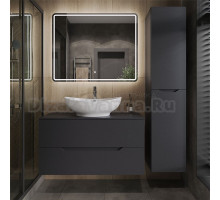 Мебель для ванной комнаты Orange Line 100 подвесная, 2 ящика, матовый графит с раковиной B08-585w