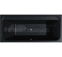 Акриловая ванна Corpa Nera Bellini 180x80 см, пристенная, черная матовая, на ножках, с экраном