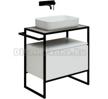 Тумба с раковиной Allen Brau Priority 70 напольная, белый матовый, столешница серый структ