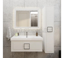 Мебель для ванной комнаты La Fenice Cubo 100 белая, ручка черная