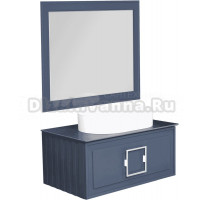 Мебель для ванной комнаты La Fenice Cubo 80 подвесная, синяя, ручка белая, столешница черный мрамор, раковина матовая белая