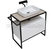 Тумба с раковиной Allen Brau Priority 80 напольная, белый матовый, столешница бежевый структ