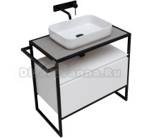 Тумба с раковиной Allen Brau Priority 80 напольная, белый матовый, столешница серый структ