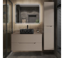 Мебель для ванной комнаты Orange Line 100 подвесная, 2 ящика, матовый латте с раковиной B02-460MB