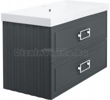 Тумба с раковиной La Fenice Cubo Twin 100 серая, ручки белые
