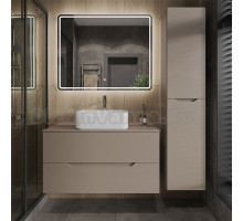 Мебель для ванной комнаты Orange Line 100 подвесная, 2 ящика, матовый латте с раковиной B02-460W