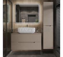 Мебель для ванной комнаты Orange Line 100 подвесная, 2 ящика, матовый латте с раковиной B03-600W