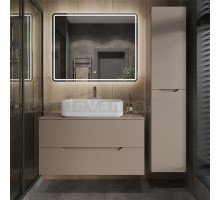 Мебель для ванной комнаты Orange Line 100 подвесная, 2 ящика, матовый латте с раковиной B07-600W