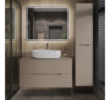 Мебель для ванной комнаты Orange Line 100 подвесная, 2 ящика, матовый латте с раковиной B04-600W