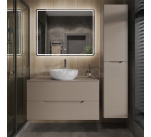 Мебель для ванной комнаты Orange Line 100 подвесная, 2 ящика, матовый латте с раковиной B07-420W