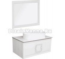 Мебель для ванной комнаты La Fenice Cubo 80 подвесная, белая, ручка белая, столешница белый мрамор, раковина матовая белая