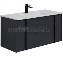 Тумба с раковиной Allen Brau Reality 100 подвесная, антрацит матовый, раковина Fantasy Flat 102x47, белая
