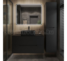 Мебель для ванной комнаты Orange Line 100 подвесная, 2 ящика, матовая черная с раковиной B02-460MB