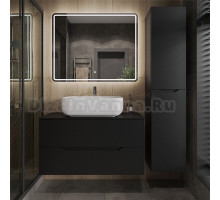 Мебель для ванной комнаты Orange Line 100 подвесная, 2 ящика, матовая черная с раковиной B03-600W