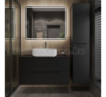 Мебель для ванной комнаты Orange Line 100 подвесная, 2 ящика, матовая черная с раковиной B05-500W