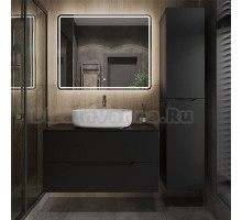 Мебель для ванной комнаты Orange Line 100 подвесная, 2 ящика, матовая черная с раковиной B07-600W