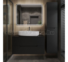 Мебель для ванной комнаты Orange Line 100 подвесная, 2 ящика, матовая черная с раковиной B07-675W