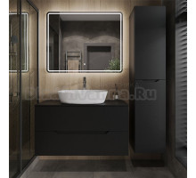 Мебель для ванной комнаты Orange Line 100 подвесная, 2 ящика, матовая черная с раковиной B08-500W