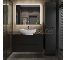 Мебель для ванной комнаты Orange Line 100 подвесная, 2 ящика, матовая черная с раковиной B08-585w