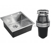 Комплект Мойка Emar PVD EMB-117A PVD Nano Satine + Измельчитель KUCHENSTERN Muhle 351MU35
