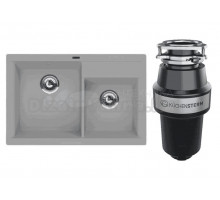 Комплект Мойка Florentina Касси 780 грей + Измельчитель KUCHENSTERN Muhle 351MU35