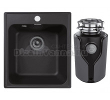 Комплект Мойка GranFest Quarz Z17 черный + Измельчитель KUCHENSTERN Muhle 353MU35