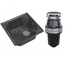 Комплект Мойка GranFest Unique U-500 графит + Измельчитель KUCHENSTERN Muhle 351MU35