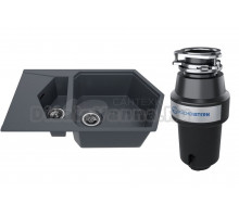 Комплект Мойка KitKraken Pond Pond Graphite темно-серая + Измельчитель KUCHENSTERN Muhle 350MU35