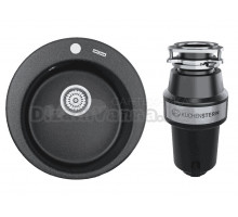 Комплект Мойка KRONA Runde D475 1 47,5 см, black + Измельчитель KUCHENSTERN Muhle 351MU35